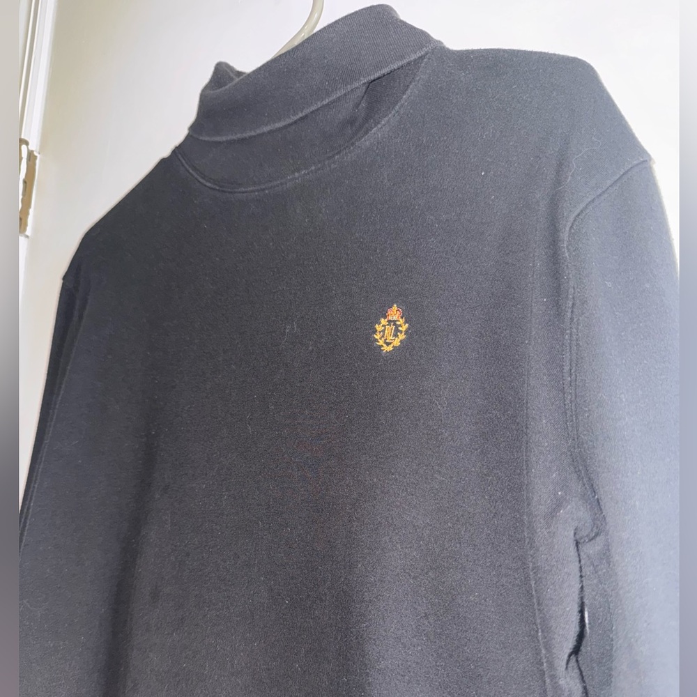 Ralph Lauren Black Turtleneck Sweater with Gold Emblem
